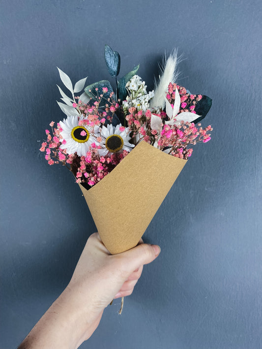 Pink Daisy Dried Flower Bud Arrangement