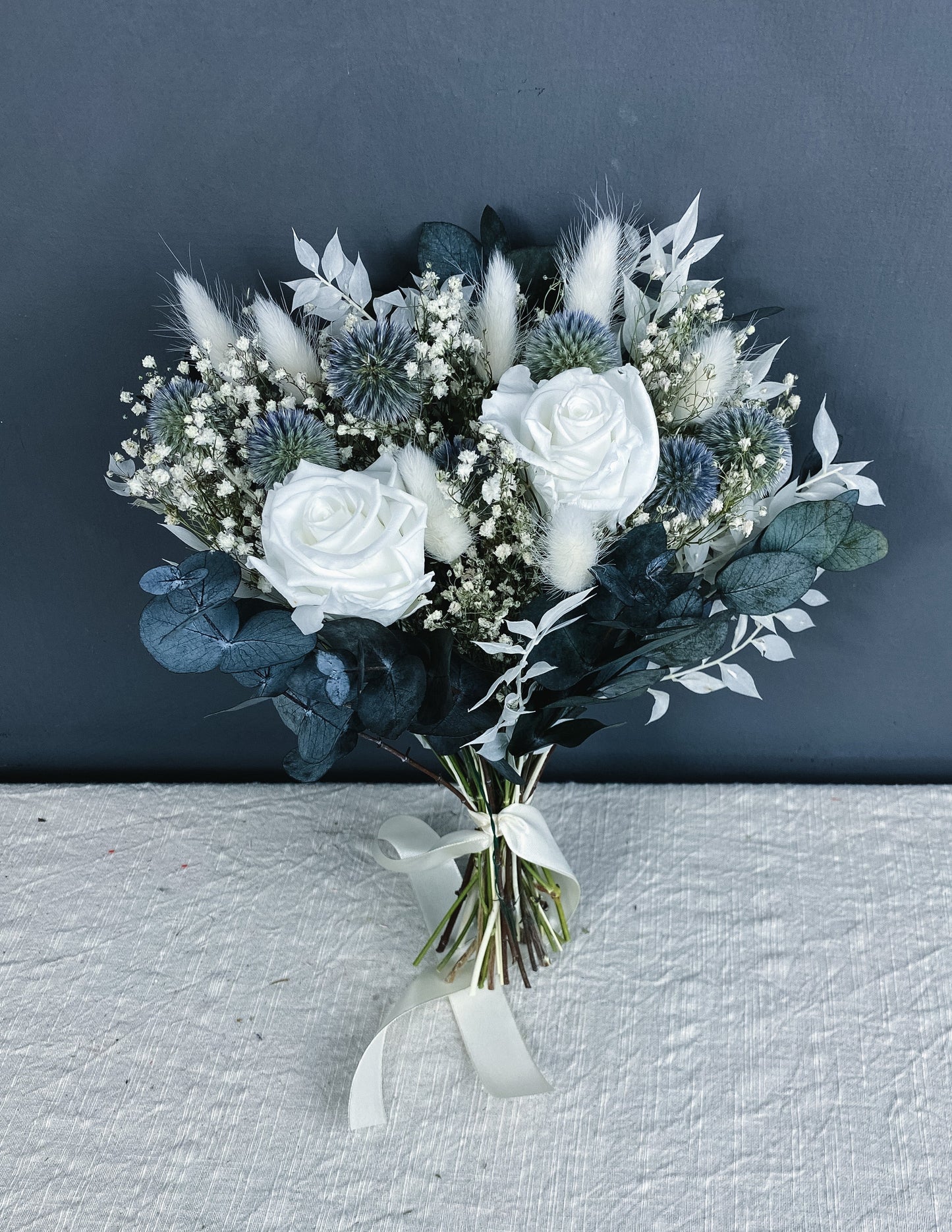 Laurel dried flower bridesmaid bouquet