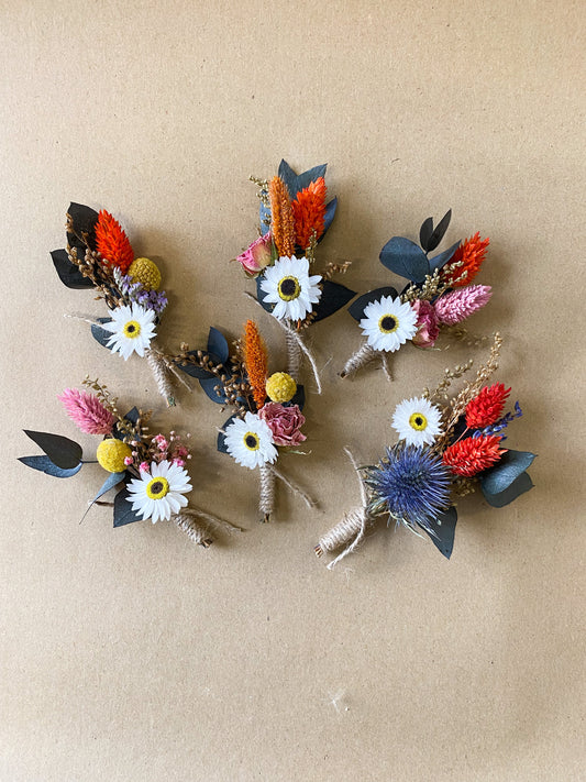 Willa dried wildflower buttonhole